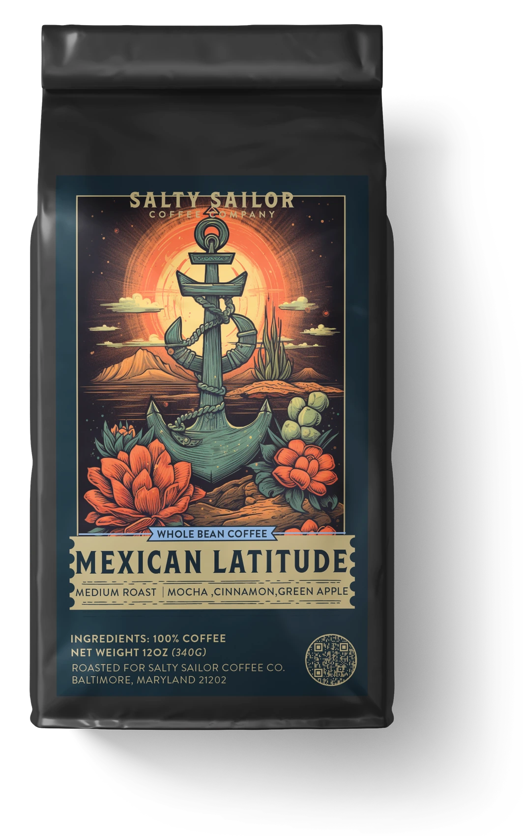 Mexican Latitude coffee bag, straight-on view