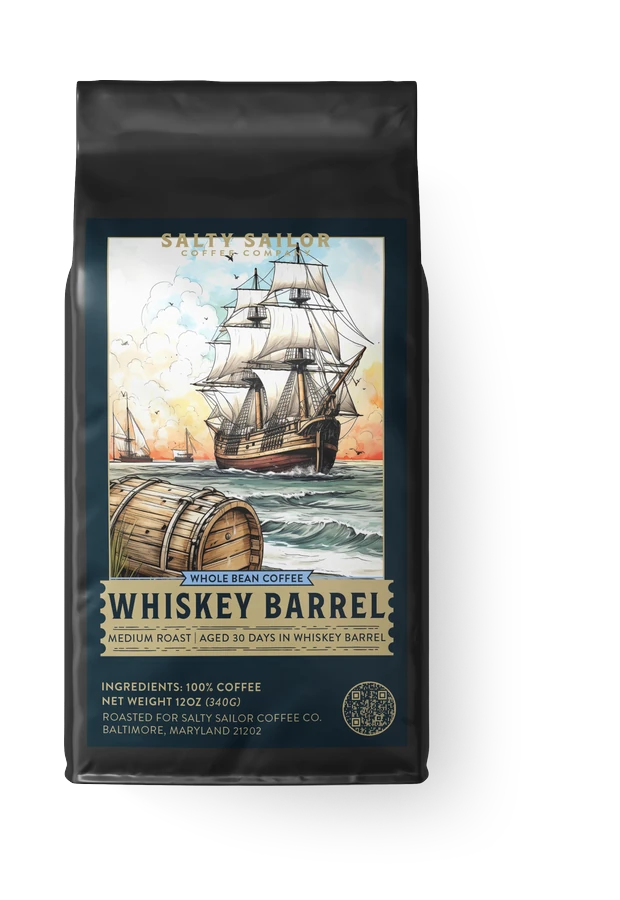 Whiskey Barrel: Our Barrel-aged Coffee coffee bag, straight-on view