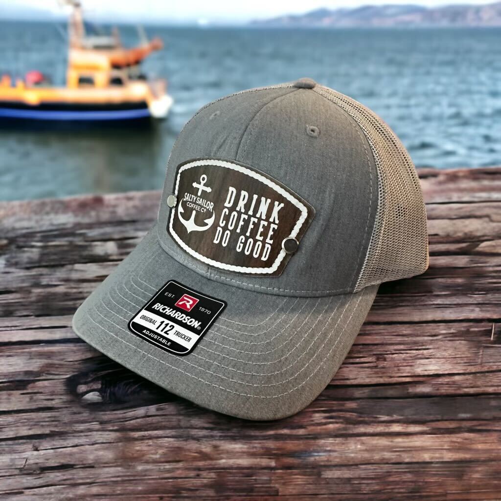Salty Sailor Baseball Hat with Faux-Wood Emblem