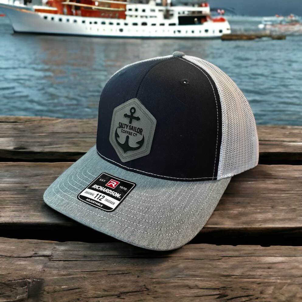 Salty Sailor Trucker Hat with Leather Emblem