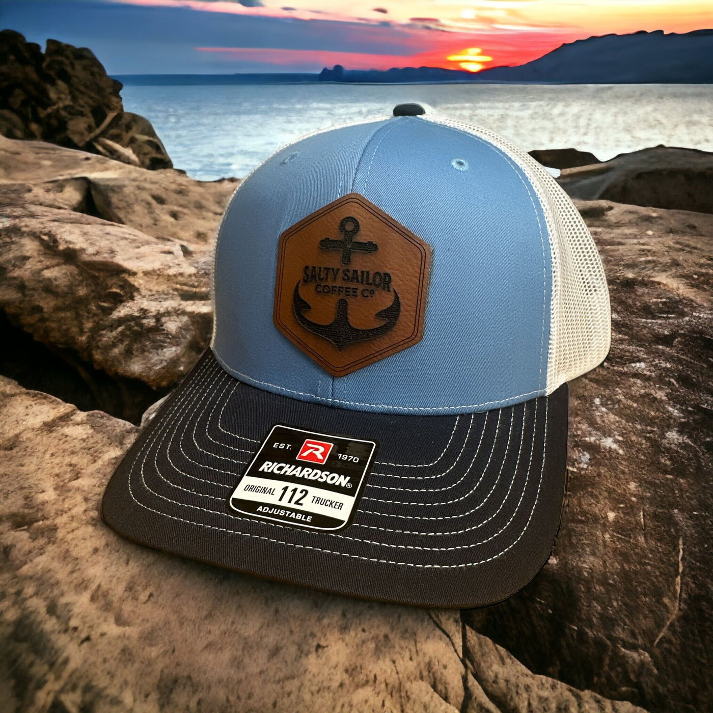 Salty Sailor Trucker Hat with Leather Emblem