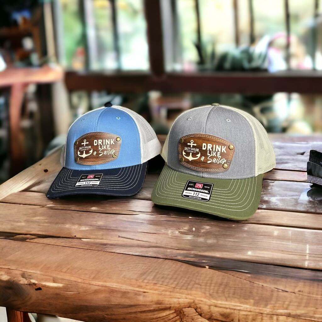 Salty Sailor Baseball Hat with Faux-Wood Emblem