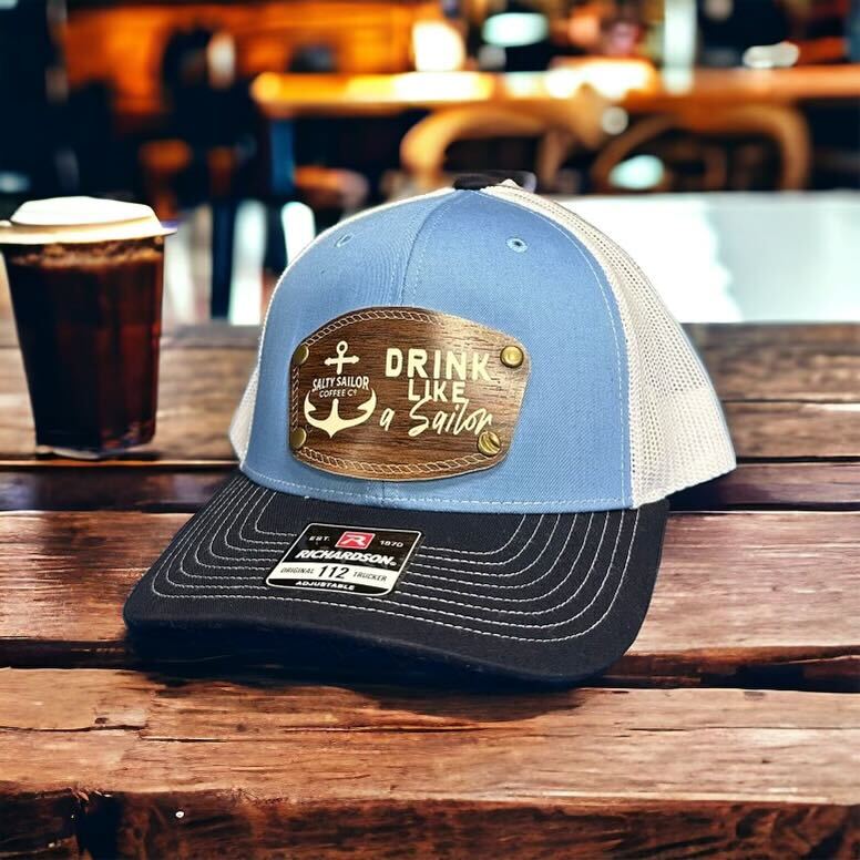 Salty Sailor Baseball Hat with Faux-Wood Emblem