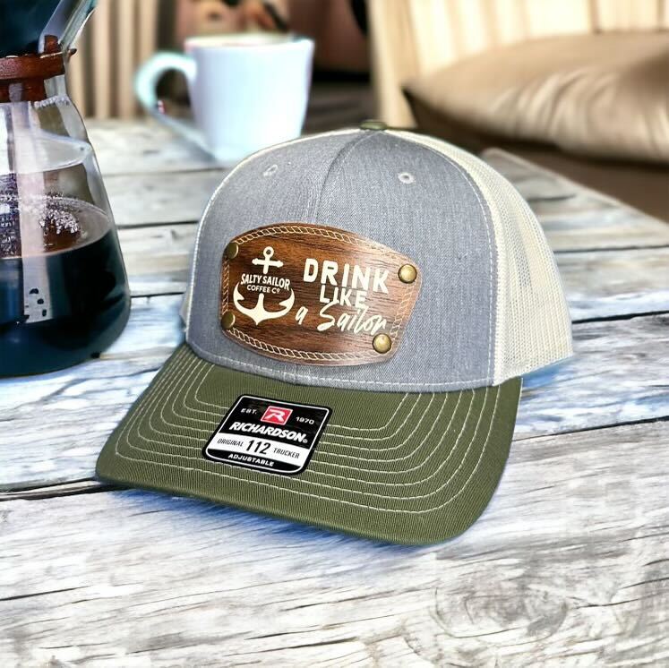 Salty Sailor Baseball Hat with Faux-Wood Emblem