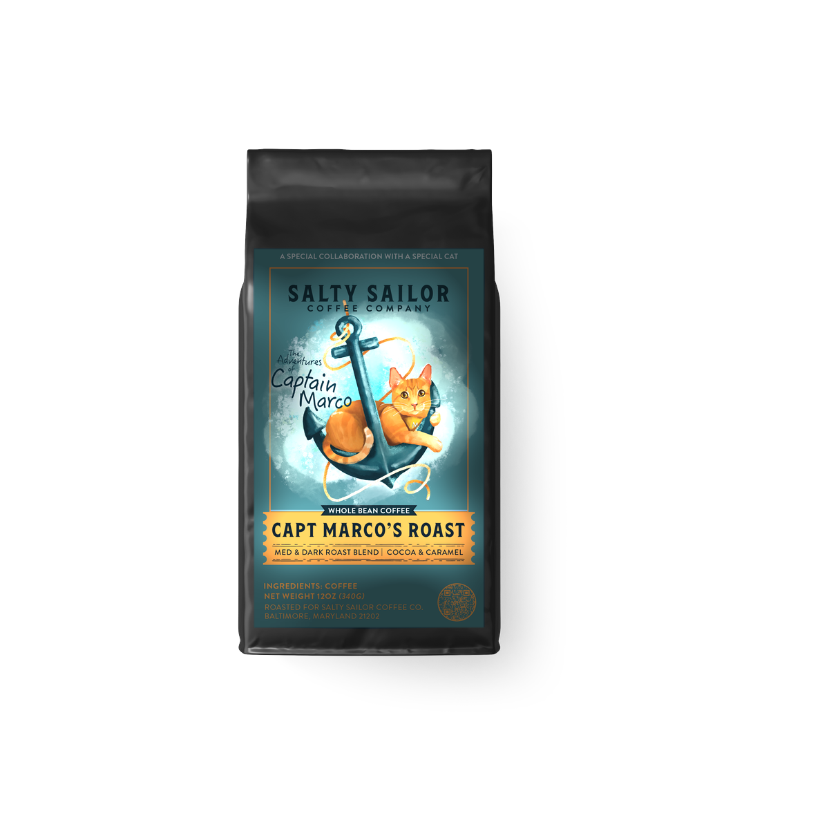 Captain Marco's Roast coffee bag, front