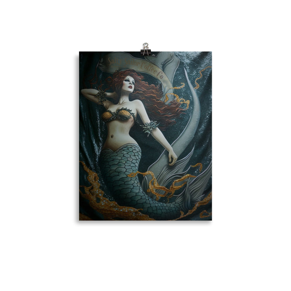 Mermaid Printed Poster from Salty Sailor Coffee Company