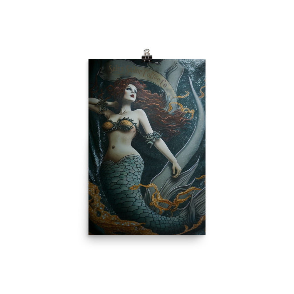 Mermaid Printed Poster from Salty Sailor Coffee Company