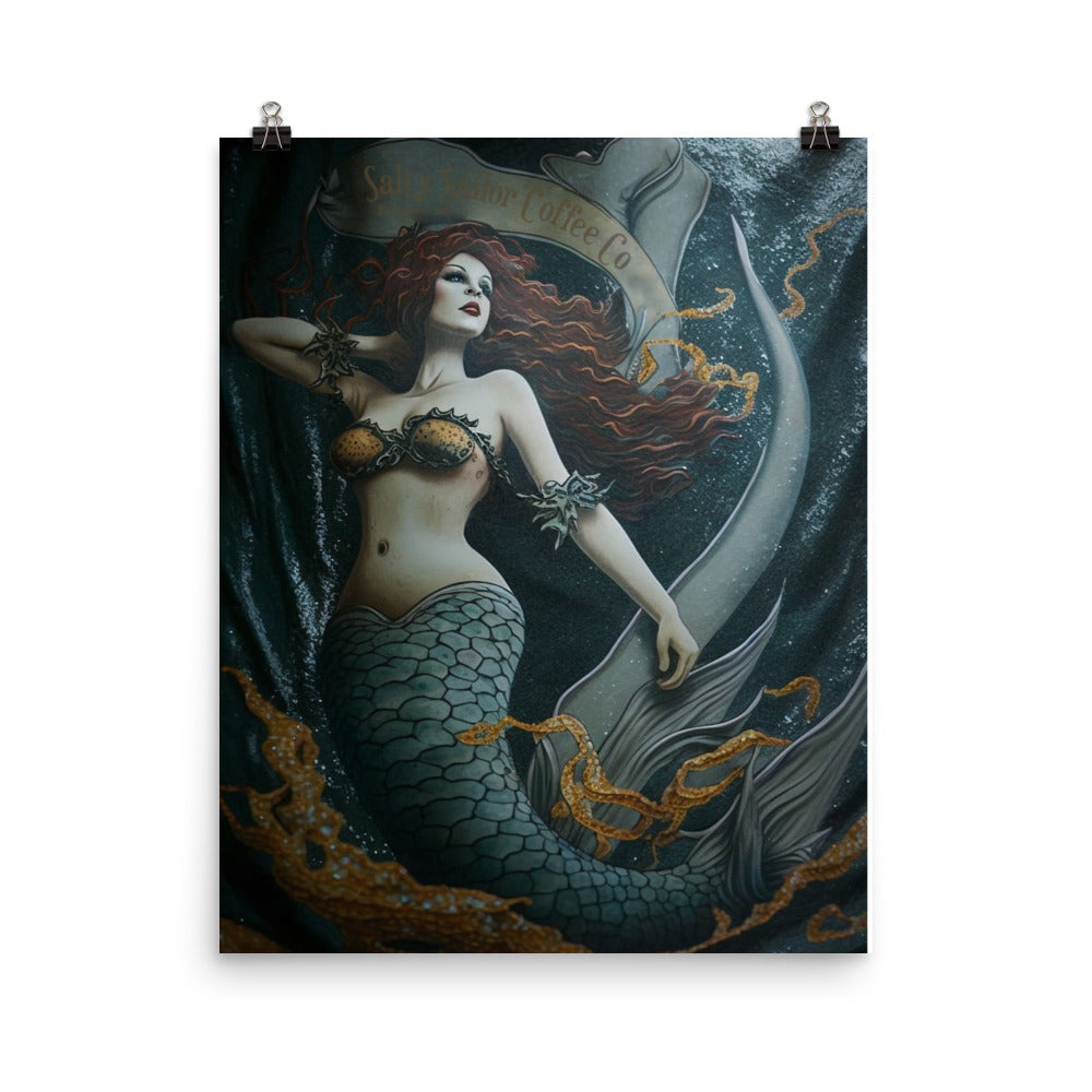 Mermaid Printed Poster from Salty Sailor Coffee Company