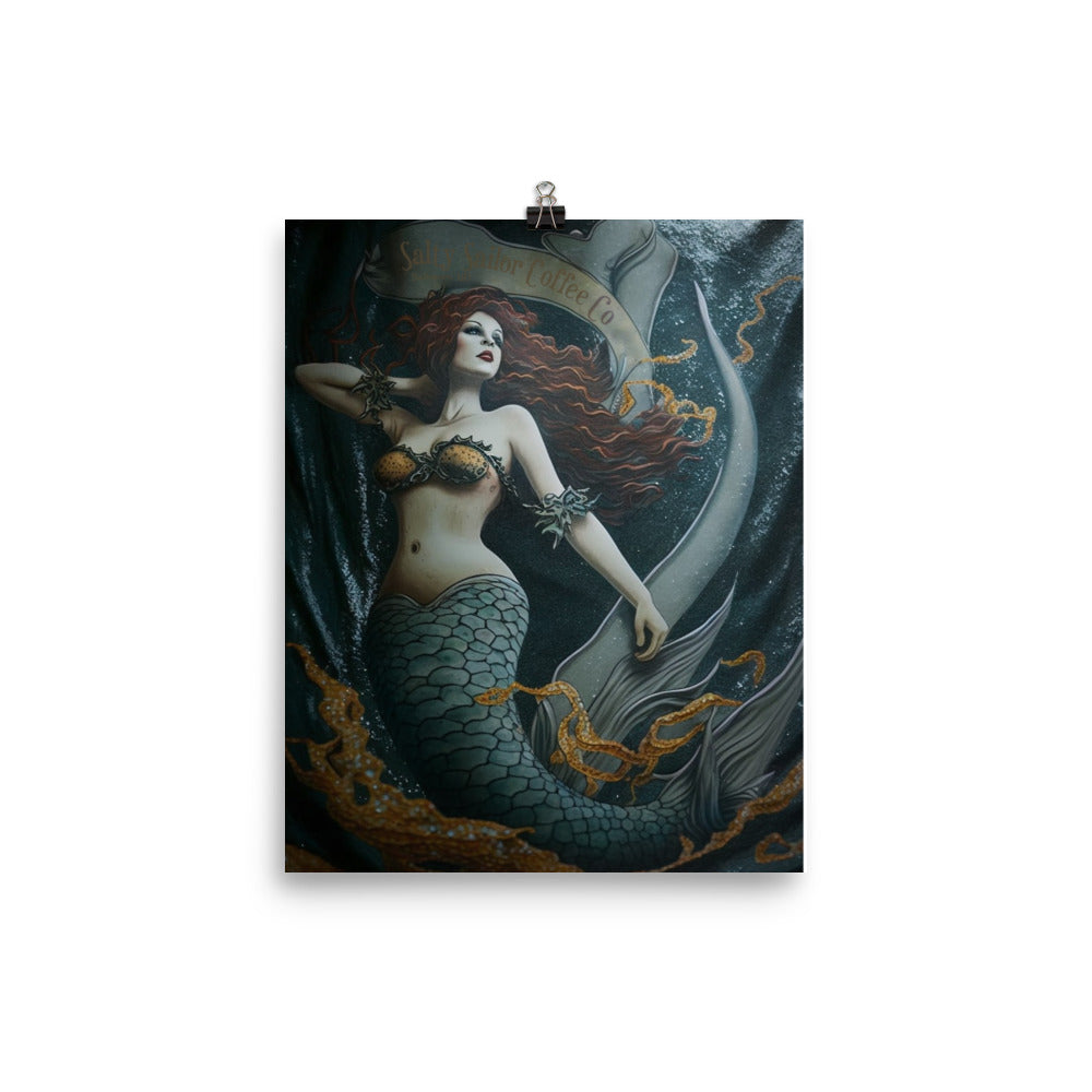 Mermaid Printed Poster from Salty Sailor Coffee Company