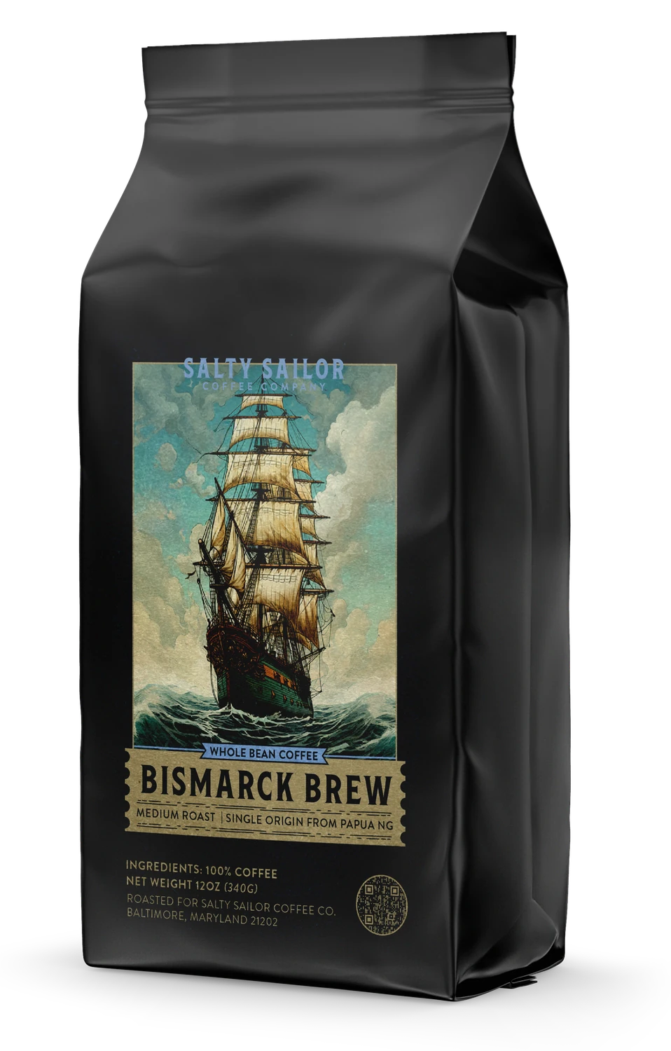 Bismarck Brew, three-quarter view