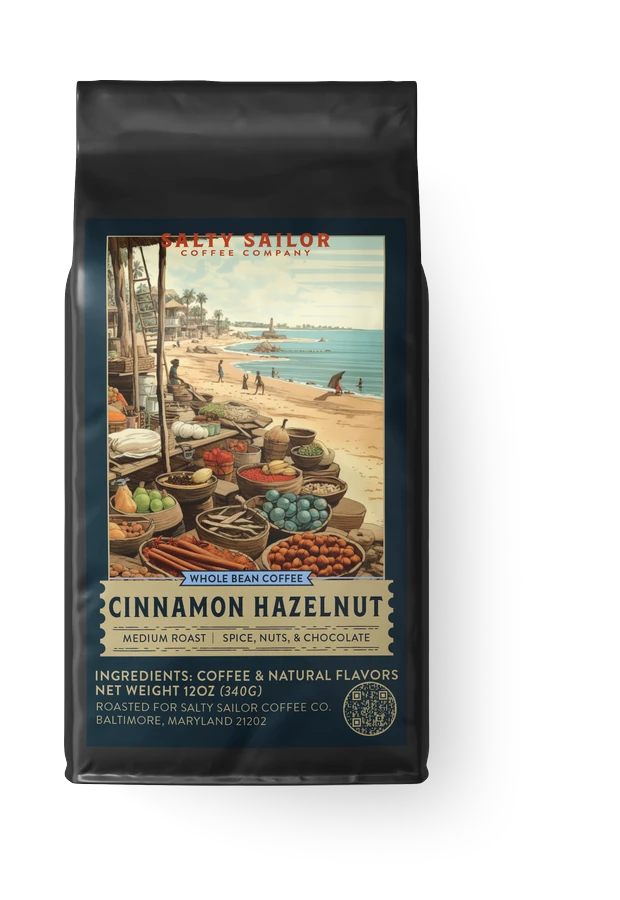 Cinnamon Hazelnut Coffee coffee bag, straight-on view