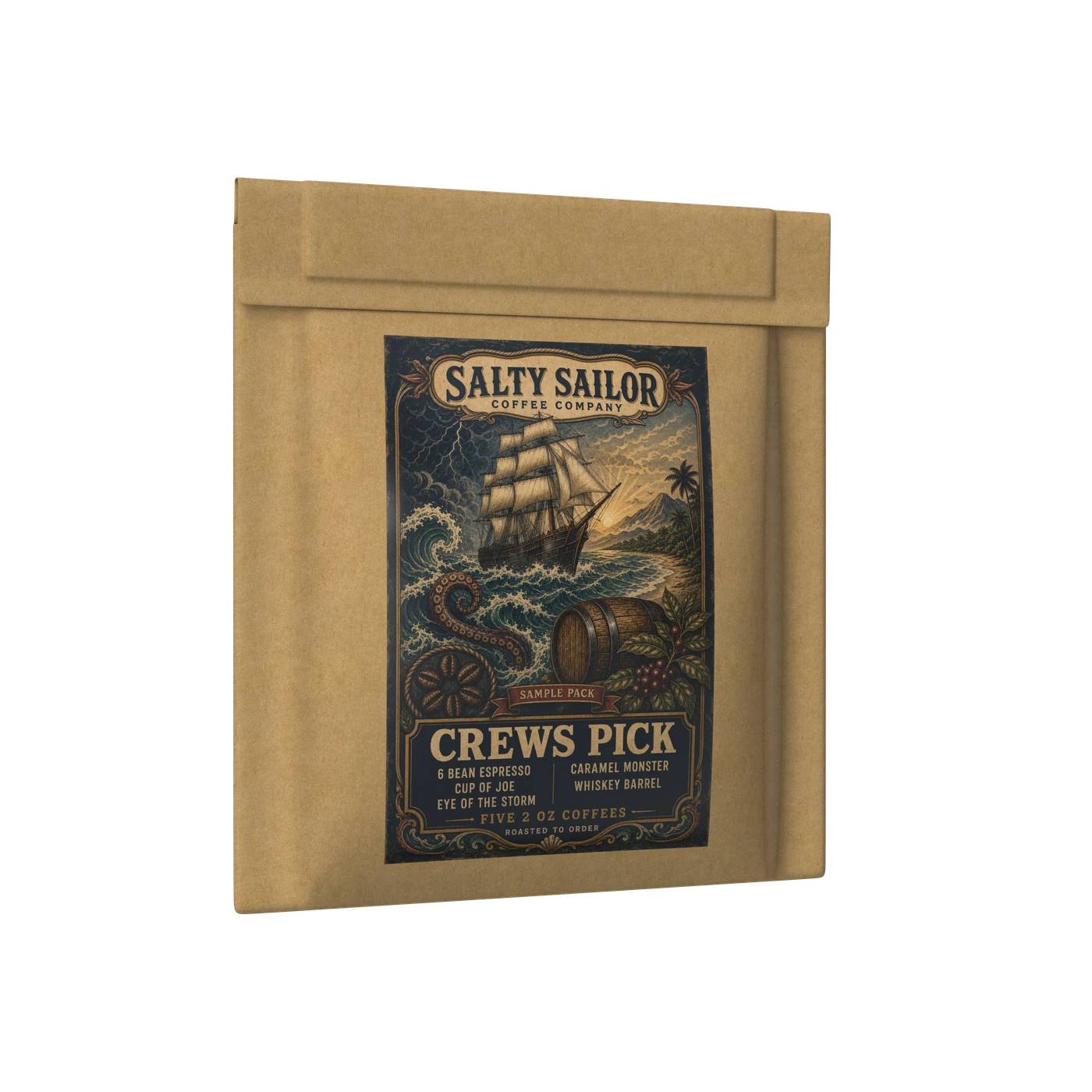 Crew's Top Picks: Sample Pack coffee bag, straight-on view