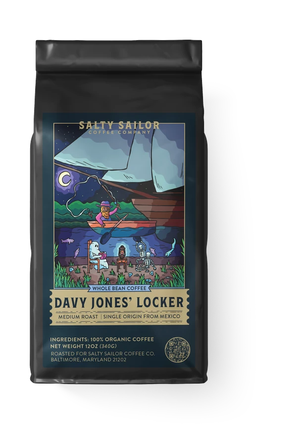 Davy Jones' Locker: Cold Brew Blend coffee bag, straight-on view