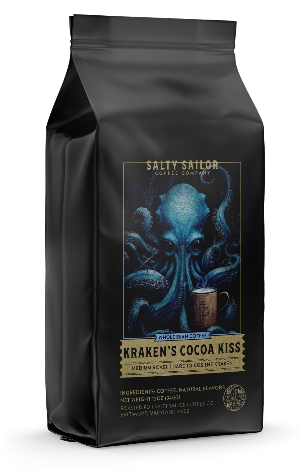Kraken's Cocoa Kiss: Mocha Flavored Coffee, three-quarter view