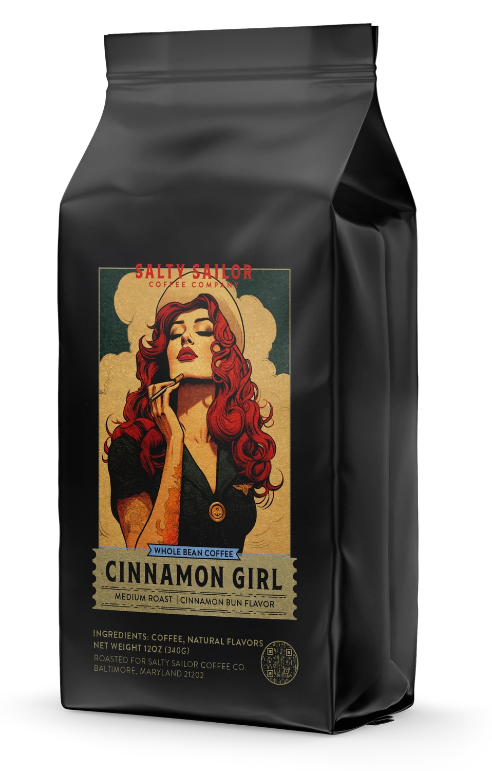 My Cinnamon Girl:  Cinnamon Bun Flavored Coffee, three-quarter view