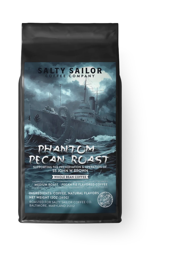 Phantom Pecan Roast coffee bag, straight-on view