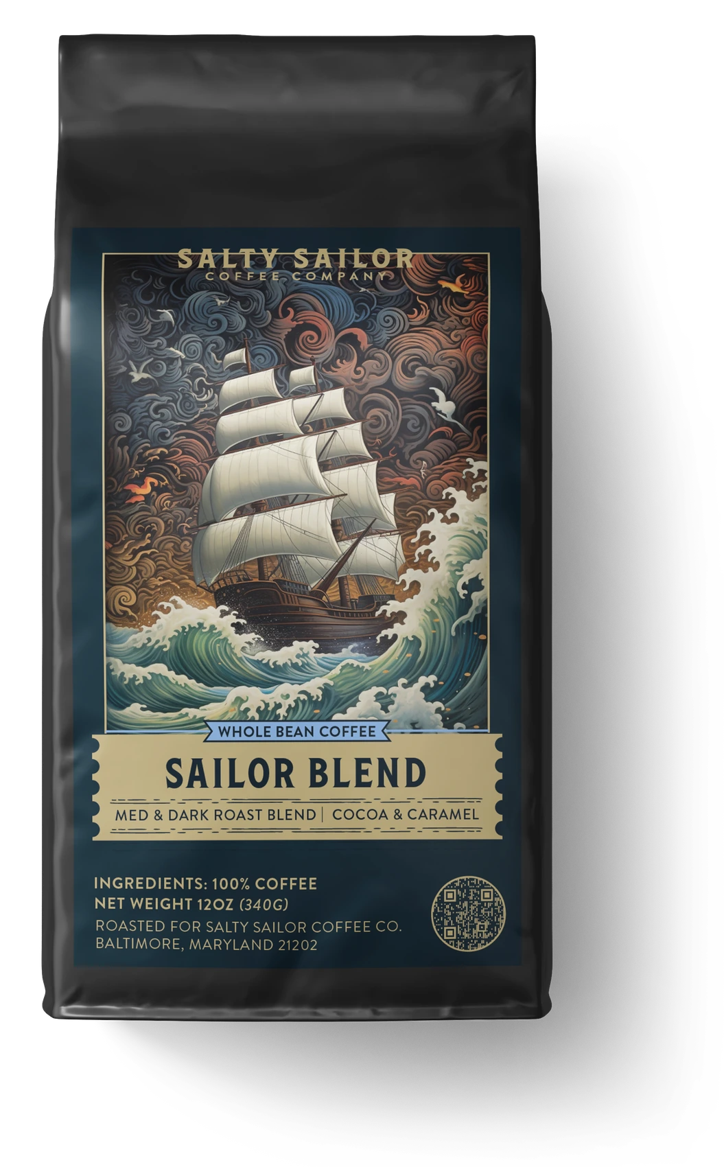 Sailor Blend coffee bag, straight-on view
